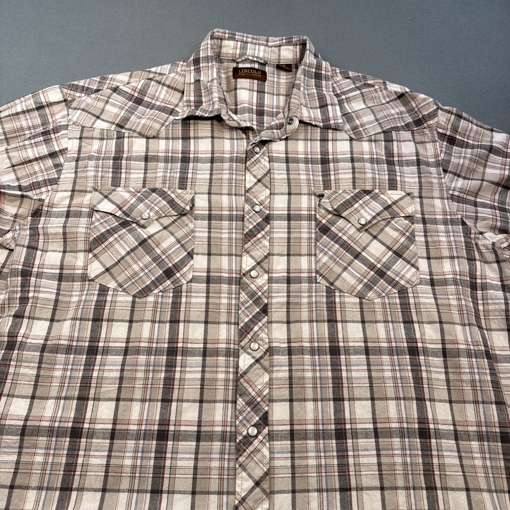 Lincoln Outfitters SHIRT Men's 3X Plaid Short Sleeve PEARL SNAPS